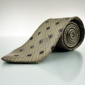 YSL Tie | Mens Silk Necktie | Beige, Blue, Burgundy | Saint Laurent | Vintage